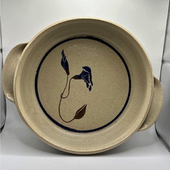 HAND Thrown Art Pottery Bowl with Applied Handel Artist Signed Wensu 10” - Picture 1 of 4